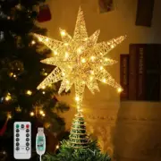 Christmas Tree Topper with Remote Control, 60 LED Hexagonal Star Decorative Tree