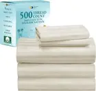 5 Piece Split King Size Sheet Set - 100% Cotton 500 Thread Count, Cooling Deep P