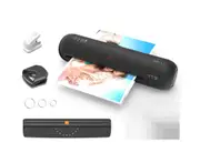 Desktop Laminator Machine Set A4 Size Hot and Cold Lamination 2 Roller System 9 inches Max Width with Paper Cutter Trimmer Rounder Hole Puncher Binding Hoo