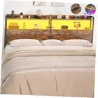 Headboard for Size Bed Frame, Headboards with Outlets, USB King Rustic Brown