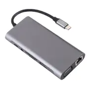 11 In 1 Hub Adapter Display Docking Station with Multiport Converter (Dark Gray)