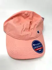 Champion Salmon Pink Classic Logo Baseball Hat OSFA Womens 100% Cotton Adjustabl