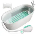 SereneLife Bubble Bath Mat Body Spa Massage w/ heating function, Bath Pillow