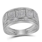 14k White Gold Round Diamond Band Ring 1/3 Cttw