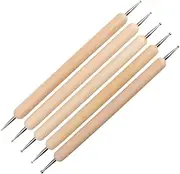 5 Pieces/Set Indentation Pen Nail Art Embossing Pens Wooden Ball Stylus Dotting Tool Clay Sculpting Tool