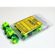 CHX 26254 Gemini Green-Yellow/silver Set of Ten d10s