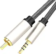 Generic Coaxial Audio Video Cable RCA to 3.5mm Jack Male to Male Lossless Cord Adapter Coaxial Cable, 150cmx1cmx1cm