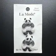 La Mode 1” Panda Bear Buttons (2) on Card,