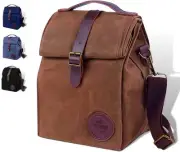 Insulated Lunch Bag 10L Sturdy Waxed Canvas Lunch Box for Men and Women, Leak...