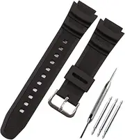 MIASIFAN Natural Resin Watch Bands Replacement, Fit for Casio AE-1200, MRW-200H, W-800H, W-735H, W-218, SGW-300, AEQ-110, Waterproof Rubber Watch Strap, Wristband, 18mm, Black
