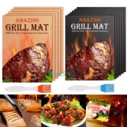 Set of 5/10 BBQ Grill Mats Cooking Baking Non Stick Reusable Grilling Mat