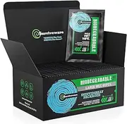 Surviveware Biodegradable Wet Wipes 40 Individually Wrapped Wipes - for Post Workouts, Travel, Bath, and No-Rinse Showers