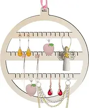 [Generic] Earring Rack Display - Wooden Earring Rack with Three Functional Zones,Wall Mounted Earring Rack for Wife, Daughter, Girlfriend, Women, Ladies Earrings, Studs,