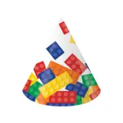 Building Block Bricks Party Supplies Hats 8 Pack Birthday Decorations