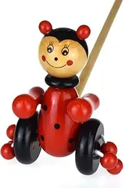 Kaper Kidz Push Along Wooden Ladybird Toy - Wooden Push Toy for Toddlers