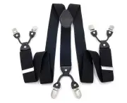 Men'S 35Mm Wide Suspenders 6 Clips Adjustable Elastic Leather Braces Trousers