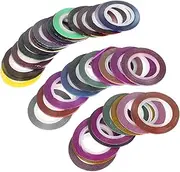 HEATSHAKING 50Rolls Self Adhesive Nail Art Striping Tape Line for Manicure Decoration Colors of Lines Colors of Frosted Tapes Easy to Use Nail Sticker Lines for DIY
