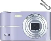 2000's Aesthetic Digital Camera, Camera, 50MP Camera, HD Portable Small Cameras, 2.4 Inch LCD Screen, 16x Digital Zoom, for Teens Adult Beginner (Basic,Purple)