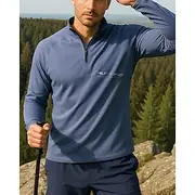 Men's Polo Sweatshirt Running Top Hiking top Long Sleeve Stand Collar Tee Tshirt Top Outdoor Breathable Quick Dry Lightweight Elastic Quarter-Zip Polyester Dar