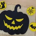 Set of 6 Halloween handmade beaded placemat and and 6 coasters set, 14 inch