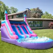 6.4x4.1x3.3m Giant Commercial PVC Inflatable Double Water Slide with Splash Pool