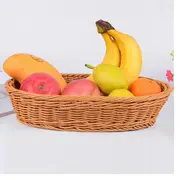 Hand-made Plastic Rattan Storage Solid Color Baskets Food Fruits Baskets Home Storage