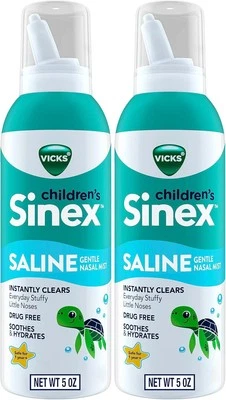 Vicks Sinex, Children's Saline Nasal Spray, Drug Free Ultra Fine Mist with Hint