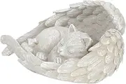 Kisangel Angel Cat Statue Bereavement Resin Pet Memorial Stone Ornament Cat Memorial Statue for Garden