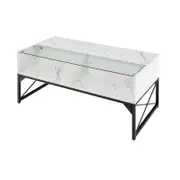 Costway LED Coffee Table Center Table w/Remote Control Sofa Side Table White