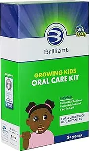 Growing Kids Oral Care Kit of Baby Buddy by Brilliant's Oral Care Program - includes Brilliant Child Toothbrush, Brilliant Kids Toothbrush & 2oz Spry Strawberry-Banana Tooth Gel, 2+ Years, Green