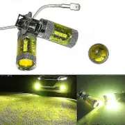 2pcs 80W 16SMD H3 LED Car Fog Light Bulbs, 12 - 24V Universal Yellow Turn Signal Lamp for Trucks and Cars