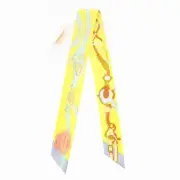 Hermes Tagged 23Ss Brides De Gala Applique Pique Twilly Silk Scarf Yellow /Tz Wo
