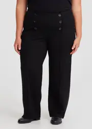 [Taking Shape] Taking Shape Petite Ponte Wide Leg Pintuck Pant Size 12 in Black - Plus Size Women's Petite Plus Black