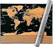 Scratch Off World Map Poster Interactive Travel Atlas Decor Large World Scratch Map