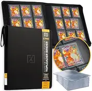 HOMEXPROxPRO Toploader Binder | Holds 252 Toploaders | 20 Toploaders INCLUDED | 9-Pocket | Ringless Double-Sided Pockets for TCG, Sports | Premium Top Loader Storage, Black