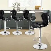 [ALFORDSON] Bar Stool 4Pcs Adjustable Kitchen Stools Luna Swivel Counter Barstools Dining Chair in 54-75cm Seat Height for Home Bar Dining Room (Black)