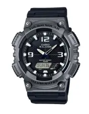 Casio Men's Tough Solar 5 Alarms Gray Case Black Resin Watch 47MM AQS810W-1A4V