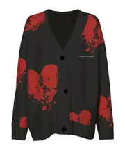 Broken Heart-jacquard cardigan S,L,M Black