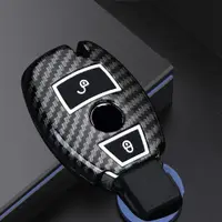 在飛比找蝦皮商城優惠-Abs 碳纖維風格汽車鑰匙盒蓋殼扣適用於梅賽德斯奔馳 A B