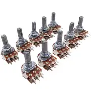 10pcs 50K ohm B50K Dual Stereo Potentiometer Pots Shaft S 20mm 6Pin