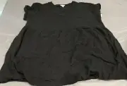 Terra & Sky Dolman Swing Dress Black Textured Plus Size Size 3X