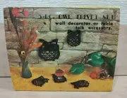 5 Piece Cast Iron Owl Trivet Set - Made In Taiwan