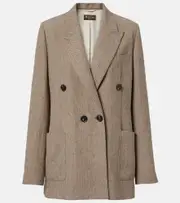 [Loro Piana] Loro Piana Genny herringbone linen crêpe blazer AU 6 brown