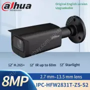 Dahua 4K 8MP 5xZoom IP Camera Starlight PoE IR60m IVS IPC-HFW2831T-ZS-S2 Black