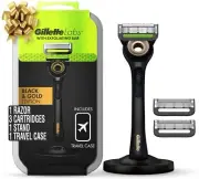 New Razor for Men with Exfoliating Bar Gold Edition by GilletteLabs, Includes ..