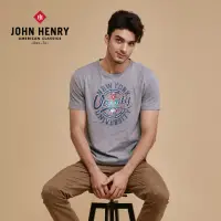 在飛比找momo購物網優惠-【JOHN HENRY】純棉紐約大學字母印花短袖T恤-灰