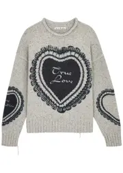 Acne Studios Heart-intarsia Wool-blend Jumper - Light Grey - S (UK8-10 / S) S (UK8-10 / S)