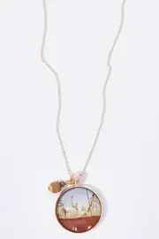 Dusk Pendant With Wooden Beads Necklace--NES-RP-DUSK