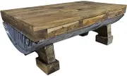 Coffee Wood Table for Living Room: Rustic Farmhouse Style, Mixed Recycled Wood, Modern Center Nested Office Tables & Storage—90x50x35 cm
