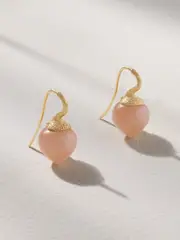 [OLE LYNGGAARD COPENHAGEN] OLE LYNGGAARD COPENHAGEN - Dew Drops Small 18-karat Gold Moonstone Earrings - Peach - One size One size Orange